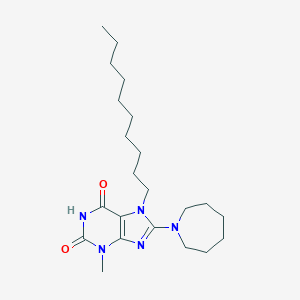 molecular formula C22H37N5O2 B414667 8-(1-azepanyl)-7-decyl-3-methyl-3,7-dihydro-1H-purine-2,6-dione 