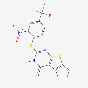 3-methyl-2-{[2-nitro-4-(trifluoromethyl)phenyl]thio}-3,5,6,7-tetrahydro-4H-cyclopenta[4,5]thieno[2,3-d]pyrimidin-4-one