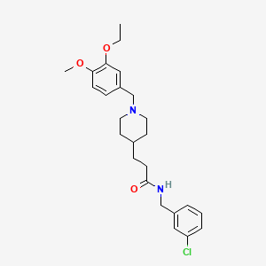 molecular formula C25H33ClN2O3 B4146782 N-(3-chlorobenzyl)-3-[1-(3-ethoxy-4-methoxybenzyl)-4-piperidinyl]propanamide 