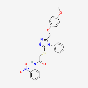 2-({5-[(4-methoxyphenoxy)methyl]-4-phenyl-4H-1,2,4-triazol-3-yl}thio)-N-(2-nitrophenyl)acetamide