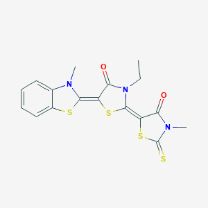 molecular formula C17H15N3O2S4 B414686 (2Z,5Z)-3-ethyl-5-(3-methyl-1,3-benzothiazol-2(3H)-ylidene)-2-(3-methyl-4-oxo-2-thioxo-1,3-thiazolidin-5-ylidene)-1,3-thiazolidin-4-one 