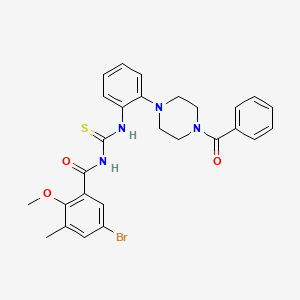 N-({[2-(4-benzoyl-1-piperazinyl)phenyl]amino}carbonothioyl)-5-bromo-2-methoxy-3-methylbenzamide