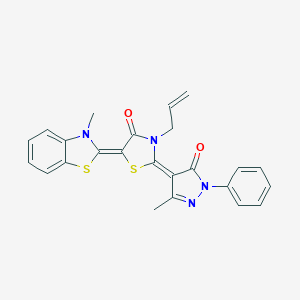 molecular formula C24H20N4O2S2 B414697 3-Allyl-5-(3-methyl-3H-benzothiazol-2-ylidene)-2-(3-methyl-5-oxo-1-phenyl-1,5-dihydro-pyrazol-4-ylidene)-thiazolidin-4-one 