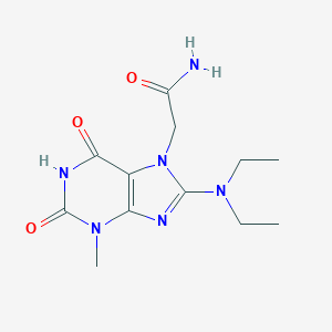 molecular formula C12H18N6O3 B414699 2-[8-(Diethylamino)-3-methyl-2,6-dioxopurin-7-yl]acetamide 