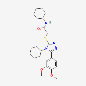 N-cyclohexyl-2-{[4-cyclohexyl-5-(3,4-dimethoxyphenyl)-4H-1,2,4-triazol-3-yl]thio}acetamide