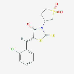 molecular formula C14H12ClNO3S3 B414703 5-(2-Chlorobenzylidene)-3-(1,1-dioxidotetrahydro-3-thienyl)-2-thioxo-1,3-thiazolidin-4-one CAS No. 324565-48-2