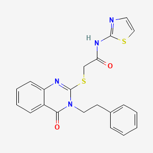 molecular formula C21H18N4O2S2 B4147069 2-{[4-oxo-3-(2-phenylethyl)-3,4-dihydro-2-quinazolinyl]thio}-N-1,3-thiazol-2-ylacetamide 