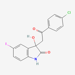 3-[2-(4-chlorophenyl)-2-oxoethyl]-3-hydroxy-5-iodo-1,3-dihydro-2H-indol-2-one