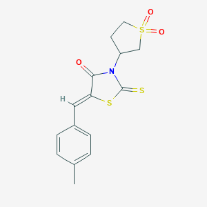 molecular formula C15H15NO3S3 B414708 (Z)-3-(1,1-dioxidotetrahydrothiophen-3-yl)-5-(4-methylbenzylidene)-2-thioxothiazolidin-4-one CAS No. 302934-34-5