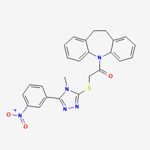 molecular formula C25H21N5O3S B4147084 5-({[4-methyl-5-(3-nitrophenyl)-4H-1,2,4-triazol-3-yl]thio}acetyl)-10,11-dihydro-5H-dibenzo[b,f]azepine 