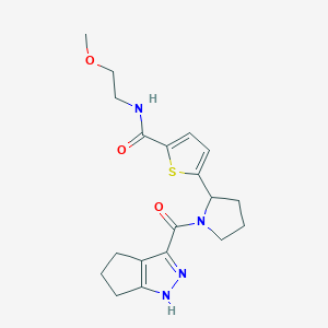 N-(2-methoxyethyl)-5-[1-(1,4,5,6-tetrahydrocyclopenta[c]pyrazole-3-carbonyl)pyrrolidin-2-yl]thiophene-2-carboxamide