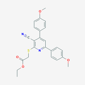 molecular formula C24H22N2O4S B414712 Ethyl 2-{[3-cyano-4,6-bis(4-methoxyphenyl)-2-pyridinyl]sulfanyl}acetate 