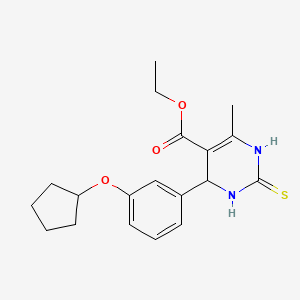 ethyl 4-[3-(cyclopentyloxy)phenyl]-6-methyl-2-thioxo-1,2,3,4-tetrahydro-5-pyrimidinecarboxylate