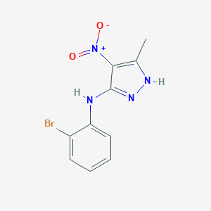 molecular formula C10H9BrN4O2 B414717 5-(2-bromoanilino)-4-nitro-3-methyl-1H-pyrazole 