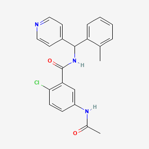 molecular formula C22H20ClN3O2 B4147180 5-(acetylamino)-2-chloro-N-[(2-methylphenyl)(pyridin-4-yl)methyl]benzamide 