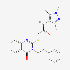 2-{[4-oxo-3-(2-phenylethyl)-3,4-dihydro-2-quinazolinyl]thio}-N-(1,3,5-trimethyl-1H-pyrazol-4-yl)acetamide