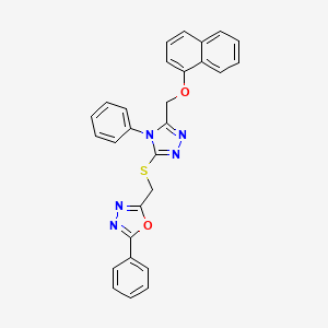 2-[({5-[(1-naphthyloxy)methyl]-4-phenyl-4H-1,2,4-triazol-3-yl}thio)methyl]-5-phenyl-1,3,4-oxadiazole