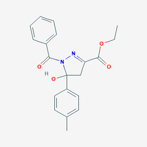 molecular formula C20H20N2O4 B414729 1-benzoyl-5-hydroxy-5-(4-methylphenyl)-4H-pyrazole-3-carboxylic acid ethyl ester 