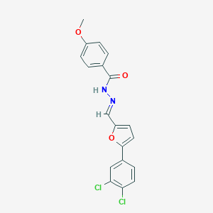 molecular formula C19H14Cl2N2O3 B414730 N'-{[5-(3,4-dichlorophenyl)-2-furyl]methylene}-4-methoxybenzohydrazide 