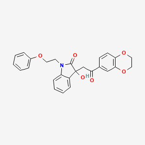 molecular formula C26H23NO6 B4147315 3-[2-(2,3-Dihydro-1,4-benzodioxin-6-yl)-2-oxoethyl]-3-hydroxy-1-(2-phenoxyethyl)indol-2-one 