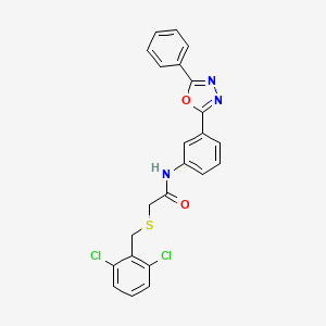 molecular formula C23H17Cl2N3O2S B4147337 2-[(2,6-dichlorobenzyl)thio]-N-[3-(5-phenyl-1,3,4-oxadiazol-2-yl)phenyl]acetamide 