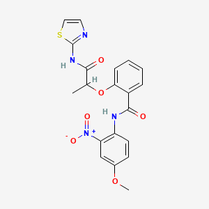 molecular formula C20H18N4O6S B4147384 N-(4-methoxy-2-nitrophenyl)-2-[1-oxo-1-(1,3-thiazol-2-ylamino)propan-2-yl]oxybenzamide 