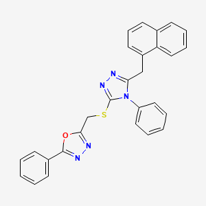 molecular formula C28H21N5OS B4147387 2-({[5-(1-naphthylmethyl)-4-phenyl-4H-1,2,4-triazol-3-yl]thio}methyl)-5-phenyl-1,3,4-oxadiazole 