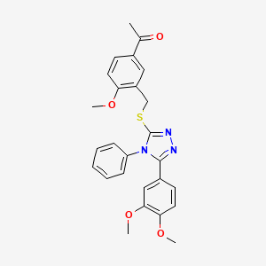 1-[3-({[5-(3,4-dimethoxyphenyl)-4-phenyl-4H-1,2,4-triazol-3-yl]thio}methyl)-4-methoxyphenyl]ethanone