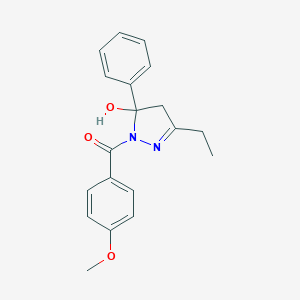 molecular formula C19H20N2O3 B414741 3-ethyl-1-(4-methoxybenzoyl)-5-phenyl-4,5-dihydro-1H-pyrazol-5-ol 