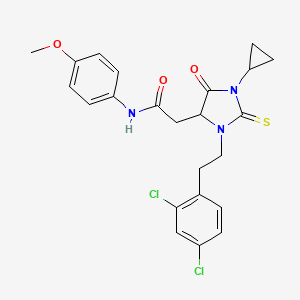 molecular formula C23H23Cl2N3O3S B4147468 2-{1-cyclopropyl-3-[2-(2,4-dichlorophenyl)ethyl]-5-oxo-2-thioxoimidazolidin-4-yl}-N-(4-methoxyphenyl)acetamide 