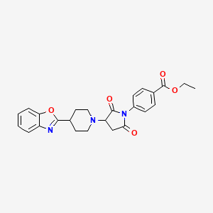 molecular formula C25H25N3O5 B4147471 ETHYL 4-{3-[4-(1,3-BENZOXAZOL-2-YL)PIPERIDINO]-2,5-DIOXO-1-PYRROLIDINYL}BENZOATE 