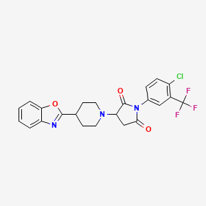 molecular formula C23H19ClF3N3O3 B4147481 3-[4-(1,3-BENZOXAZOL-2-YL)PIPERIDINO]-1-[4-CHLORO-3-(TRIFLUOROMETHYL)PHENYL]DIHYDRO-1H-PYRROLE-2,5-DIONE 