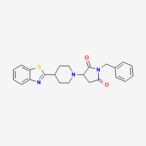 molecular formula C23H23N3O2S B4147524 3-[4-(1,3-Benzothiazol-2-yl)piperidin-1-yl]-1-benzylpyrrolidine-2,5-dione 