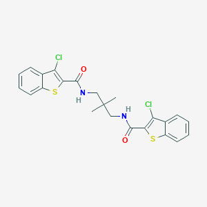 molecular formula C23H20Cl2N2O2S2 B414753 3-chloro-N-(3-{[(3-chloro-1-benzothien-2-yl)carbonyl]amino}-2,2-dimethylpropyl)-1-benzothiophene-2-carboxamide 