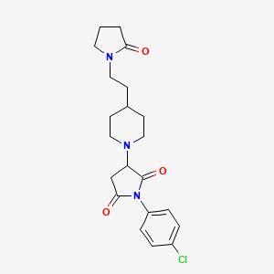 molecular formula C21H26ClN3O3 B4147543 1-(4-chlorophenyl)-3-{4-[2-(2-oxo-1-pyrrolidinyl)ethyl]-1-piperidinyl}-2,5-pyrrolidinedione 