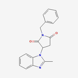 molecular formula C19H17N3O2 B4147570 1-benzyl-3-(2-methyl-1H-benzimidazol-1-yl)-2,5-pyrrolidinedione 