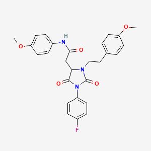 molecular formula C27H26FN3O5 B4147579 2-(1-(4-Fluorophenyl)-3-(4-methoxyphenethyl)-2,5-dioxoimidazolidin-4-yl)-N-(4-methoxyphenyl)acetamide 