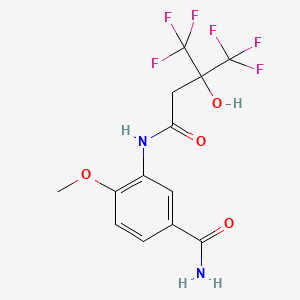 molecular formula C13H12F6N2O4 B4147622 4-methoxy-3-{[4,4,4-trifluoro-3-hydroxy-3-(trifluoromethyl)butanoyl]amino}benzamide 