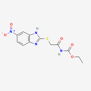 molecular formula C12H12N4O5S B4147661 ETHYL N-{2-[(5-NITRO-1H-1,3-BENZIMIDAZOL-2-YL)SULFANYL]ACETYL}CARBAMATE 