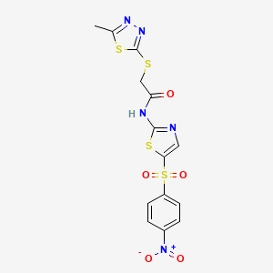 2-[(5-methyl-1,3,4-thiadiazol-2-yl)thio]-N-{5-[(4-nitrophenyl)sulfonyl]-1,3-thiazol-2-yl}acetamide