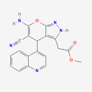 Methyl 2-(6-amino-5-cyano-4-quinolin-4-yl-2,4-dihydropyrano[2,3-c]pyrazol-3-yl)acetate