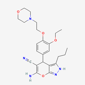 6-amino-4-{3-ethoxy-4-[2-(4-morpholinyl)ethoxy]phenyl}-3-propyl-2,4-dihydropyrano[2,3-c]pyrazole-5-carbonitrile