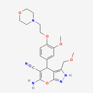 6-amino-3-(methoxymethyl)-4-{3-methoxy-4-[2-(4-morpholinyl)ethoxy]phenyl}-2,4-dihydropyrano[2,3-c]pyrazole-5-carbonitrile