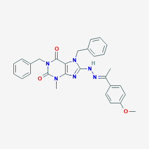 molecular formula C29H28N6O3 B414771 1,7-dibenzyl-8-{2-[1-(4-methoxyphenyl)ethylidene]hydrazino}-3-methyl-3,7-dihydro-1H-purine-2,6-dione CAS No. 324539-06-2
