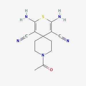 9-acetyl-2,4-diamino-3-thia-9-azaspiro[5.5]undeca-1,4-diene-1,5-dicarbonitrile