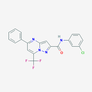 molecular formula C20H12ClF3N4O B414776 N-(3-chlorophenyl)-5-phenyl-7-(trifluoromethyl)pyrazolo[1,5-a]pyrimidine-2-carboxamide 
