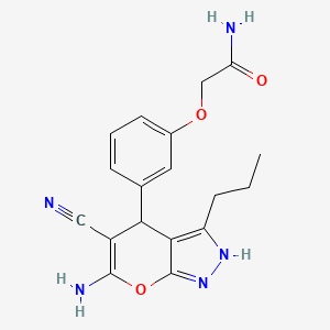 2-[3-(6-amino-5-cyano-3-propyl-2,4-dihydropyrano[2,3-c]pyrazol-4-yl)phenoxy]acetamide