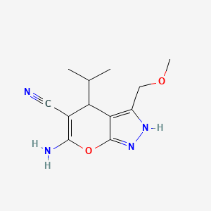 6-amino-4-isopropyl-3-(methoxymethyl)-2,4-dihydropyrano[2,3-c]pyrazole-5-carbonitrile