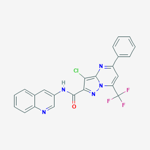 molecular formula C23H13ClF3N5O B414778 3-chloro-5-phenyl-N-(3-quinolinyl)-7-(trifluoromethyl)pyrazolo[1,5-a]pyrimidine-2-carboxamide 
