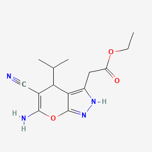 ethyl (6-amino-5-cyano-4-isopropyl-2,4-dihydropyrano[2,3-c]pyrazol-3-yl)acetate